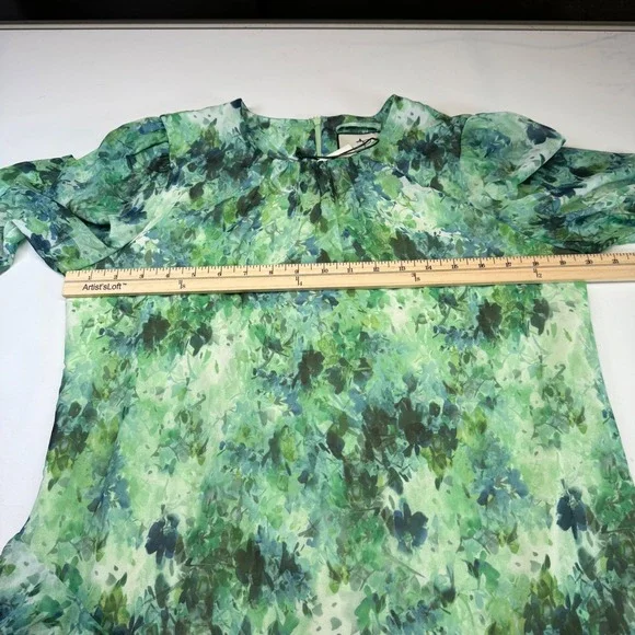 Tuckernuck Water Lilies Sasha Dress Tiered Ruffle Midi Green Floral M NEW READ - Picture 7 of 9